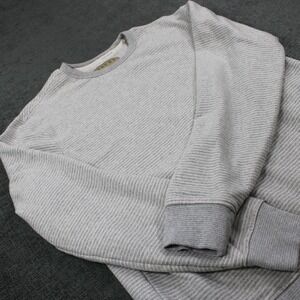 Jachs New York Mens Gray Striped Recycled Fleece Crewneck Sweatshirt Large